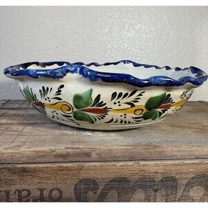 Talavera Mexico Vintage Bowl Handmade Hand Painted Gorky Gonzalez Folk Art